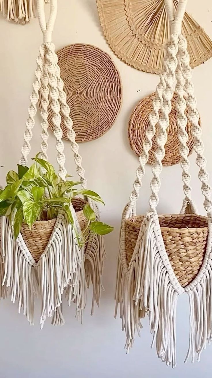 macrame plant hanger outdoor Macrame Planter Set of 2