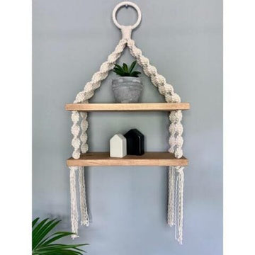 Macrame Knot Double Selves Plant Hanger (Big size)  Macrame Mania