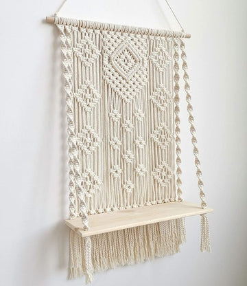 Macrame Wooden Shelf Hanger | Without Plants and Pots